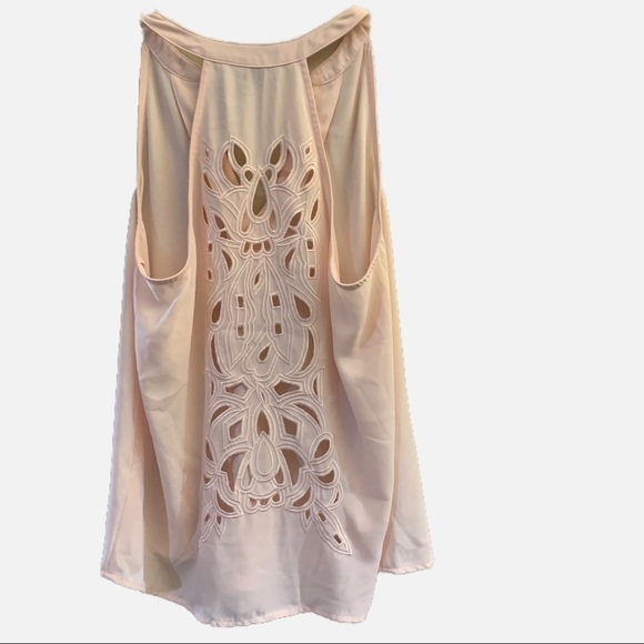 Forever 21 Sleeveless Halter Blush Pink Lace Embroidered Tank Blouse. Size Small - Picture 7 of 7